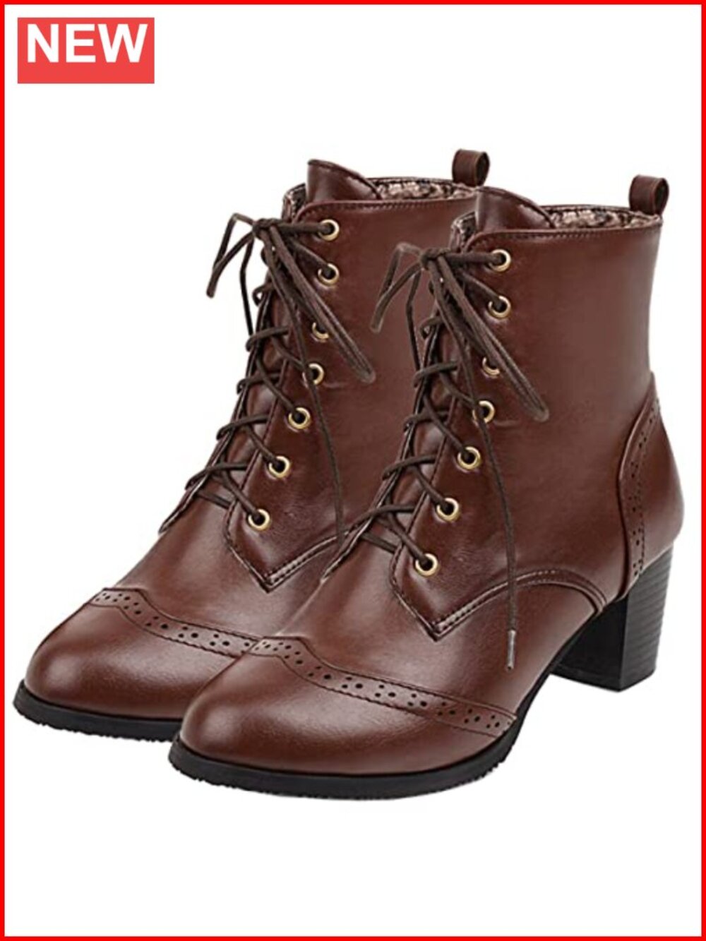 Wingtip Lace Up Block Heel Ankle Booties | Vintage Victorian Brogue Shoes